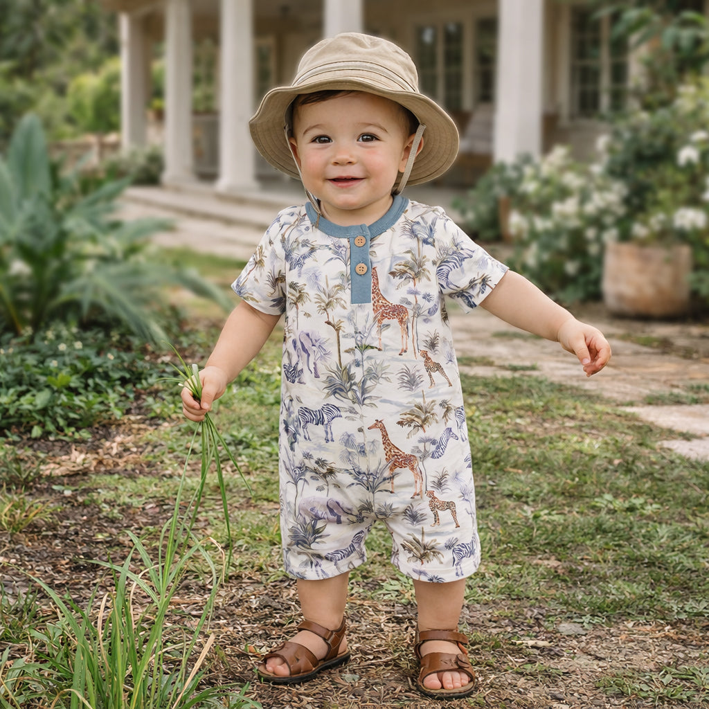 The Bamboo Collection Baby Romper - Jungle Safari Coastal