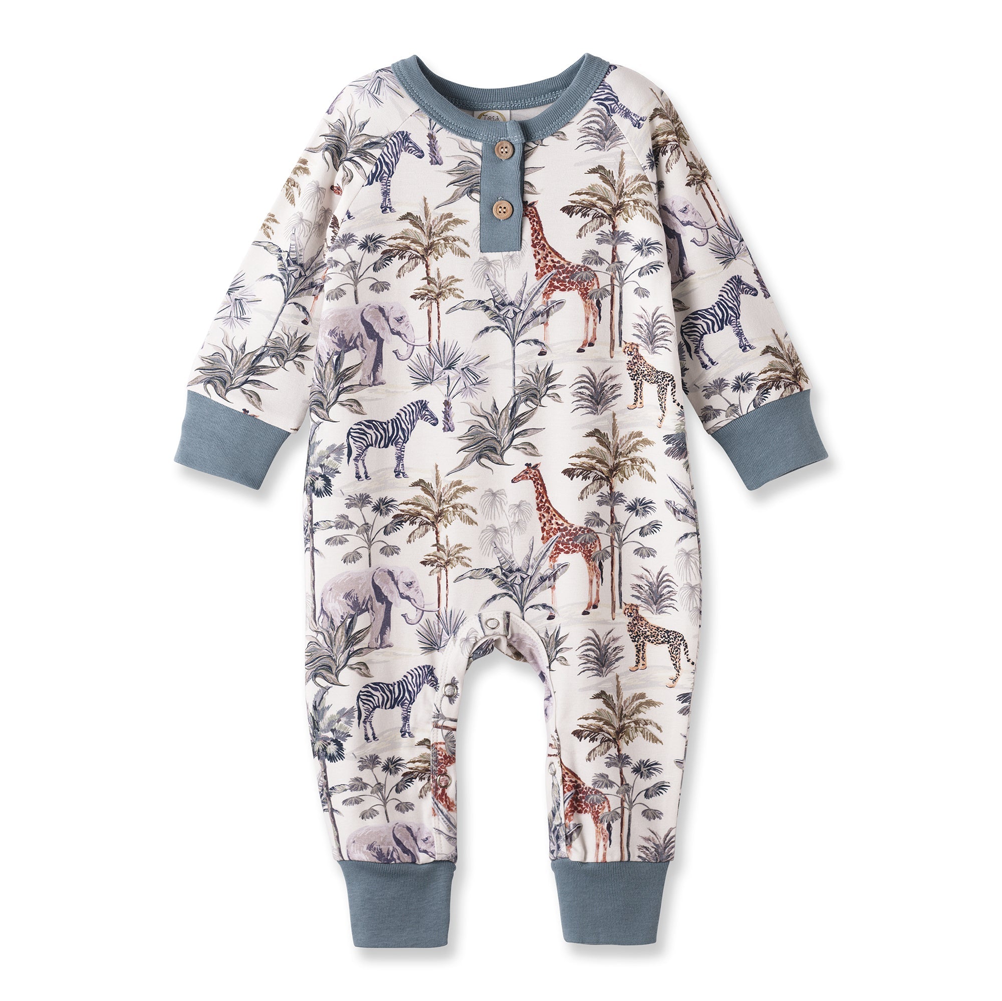 Bamboo Henley Romper - Jungle Safari