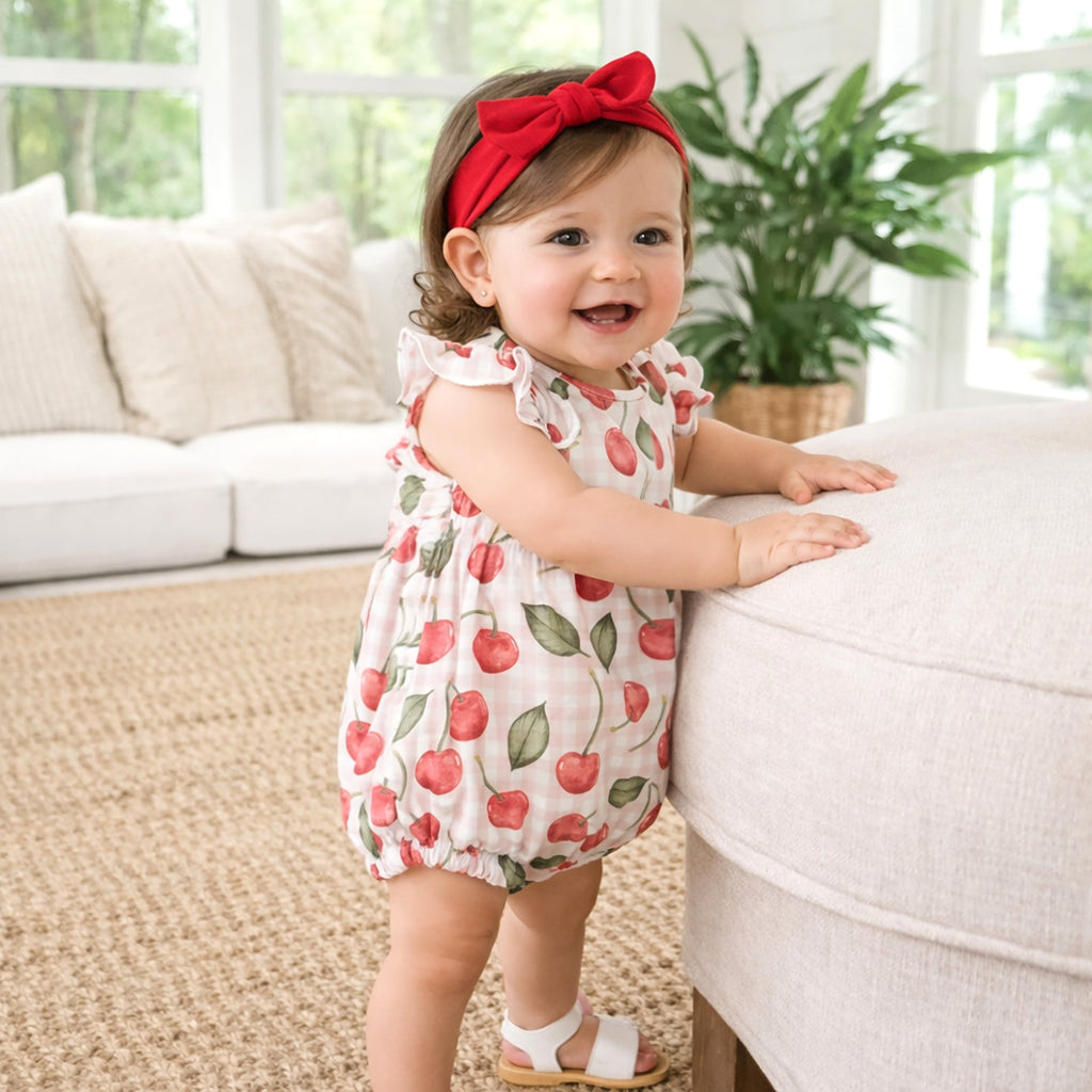 The  Bamboo Viscose Baby Romper Collection - Cherry